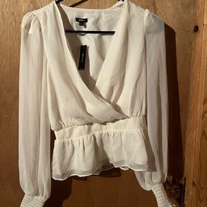 Express Ivory Wrap Blouse